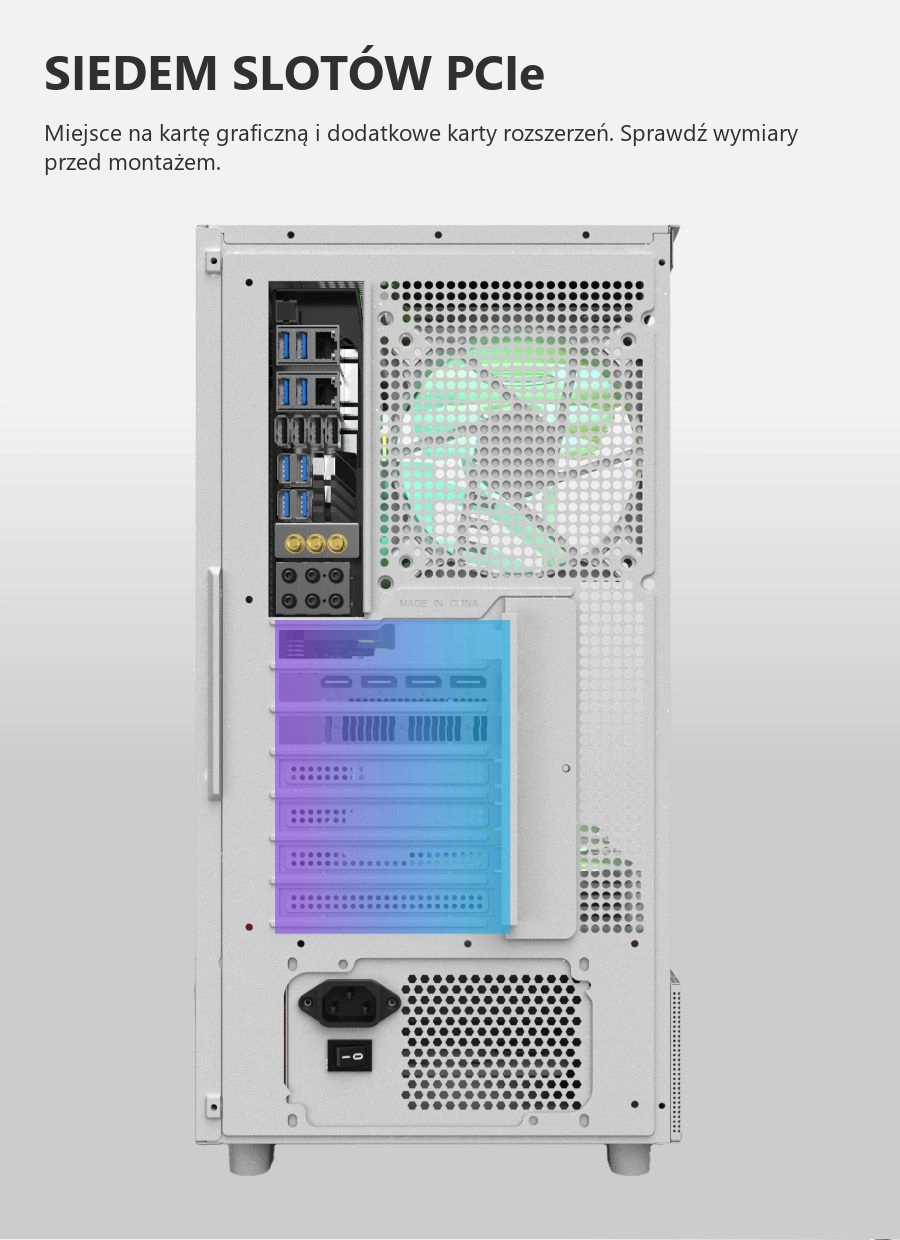 DarkFlash DPX90 Biały – siedem slotów pcie