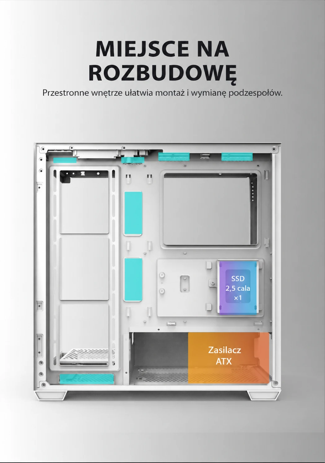 DarkFlash DS900 Biały – miejsce na rozbudowę