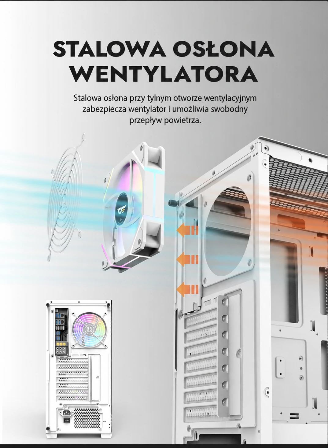 DarkFlash DS900 Biały – stalowa osłona wentylatora