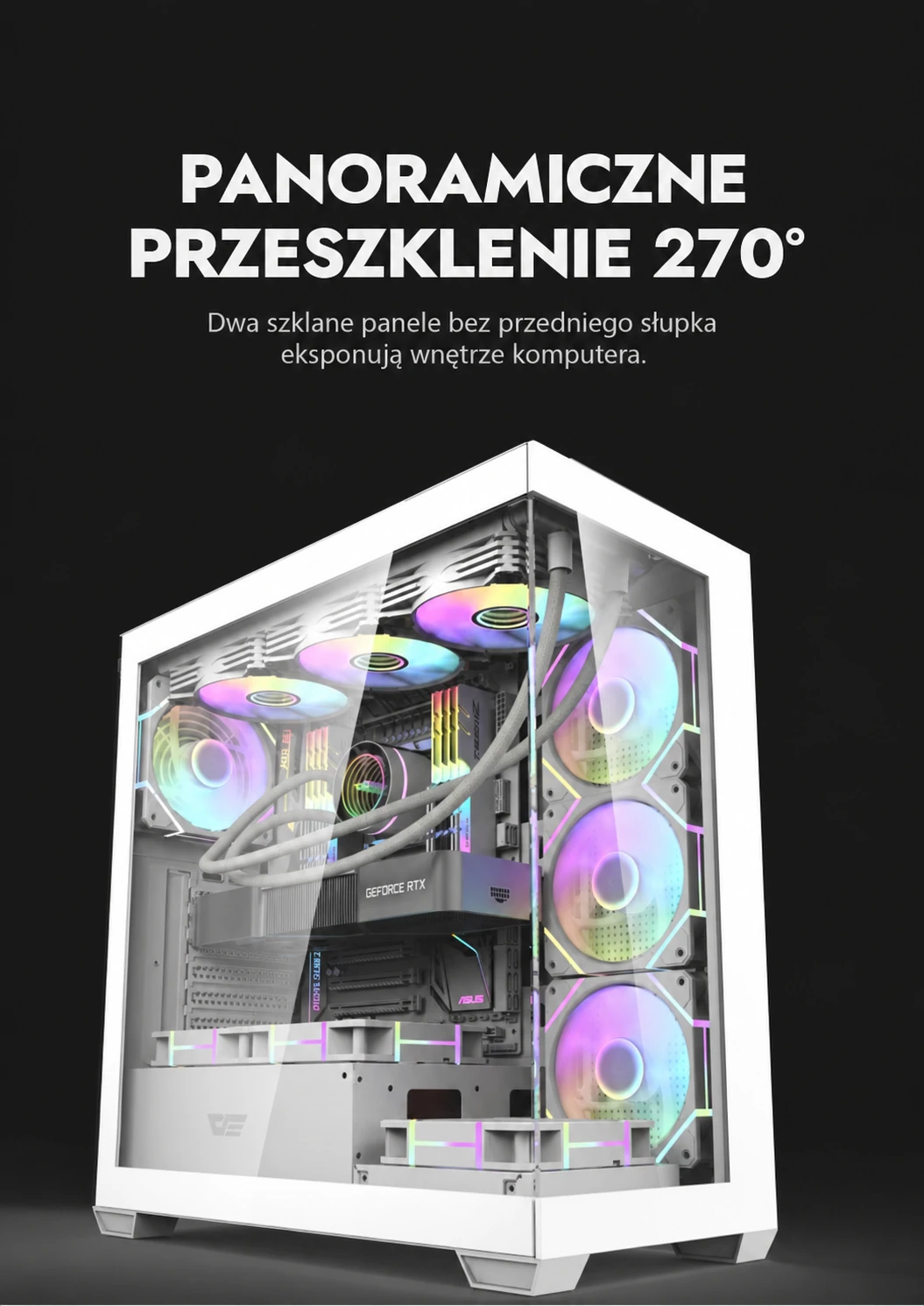 DarkFlash DS900 Biały – panoramiczne przeszklenie