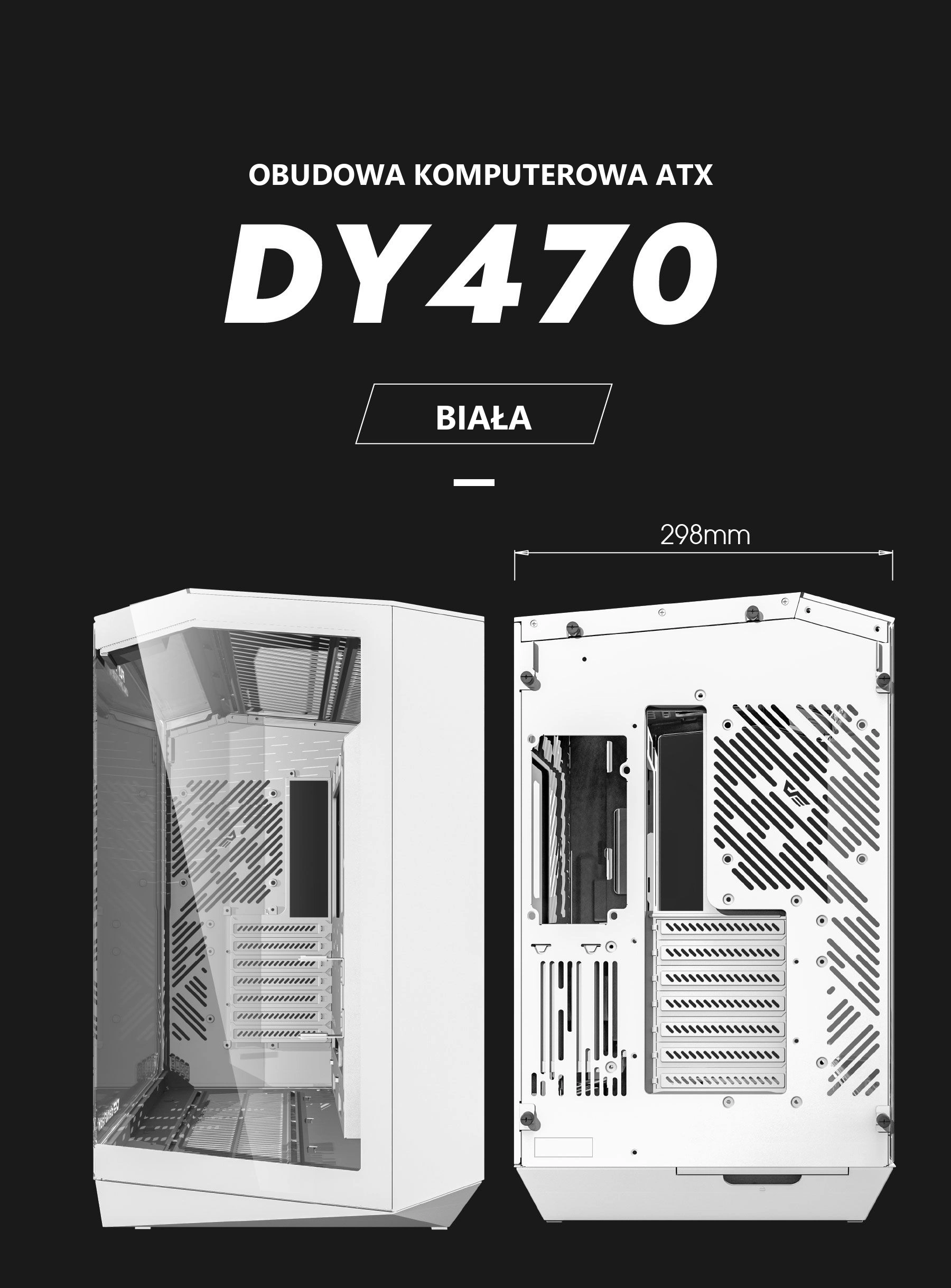 DarkFlash DY470 Biały – wymiary obudowy