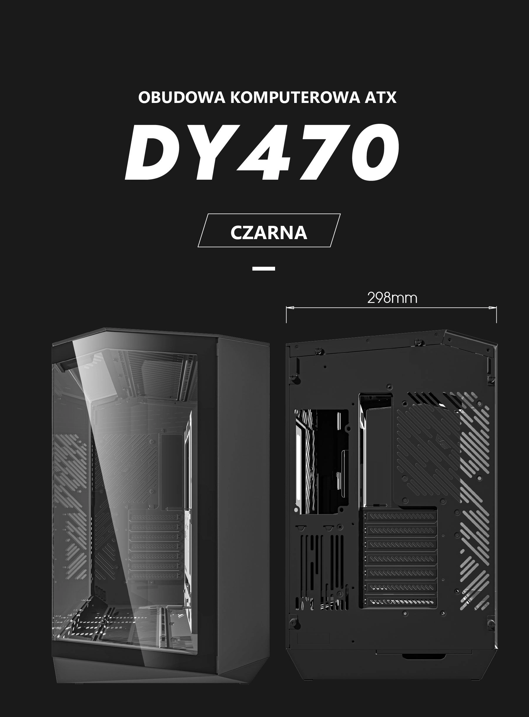 DarkFlash DY470 Czarny – wymiary obudowy