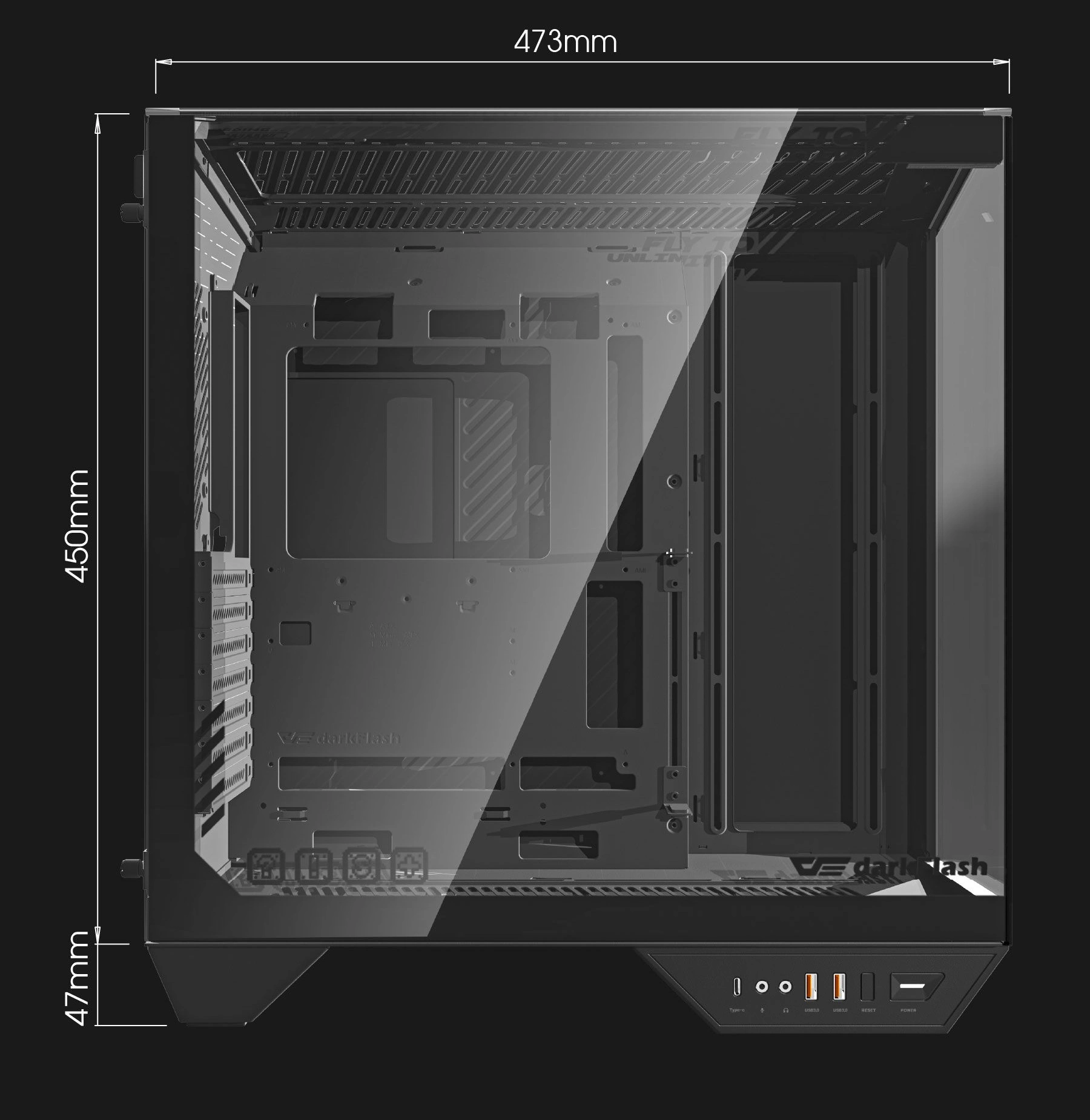 DarkFlash DY470 Czarny – wymiary obudowy