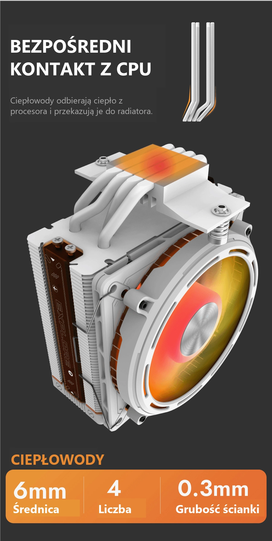DarkFlash EXPLORE E400 Biały – ciepłowody w bezpośrednim kontakcie