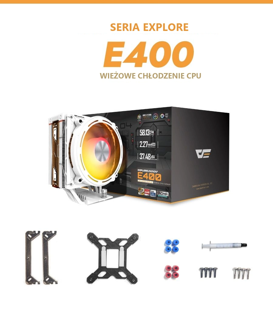 DarkFlash EXPLORE E400 Biały – zawartość zestawu