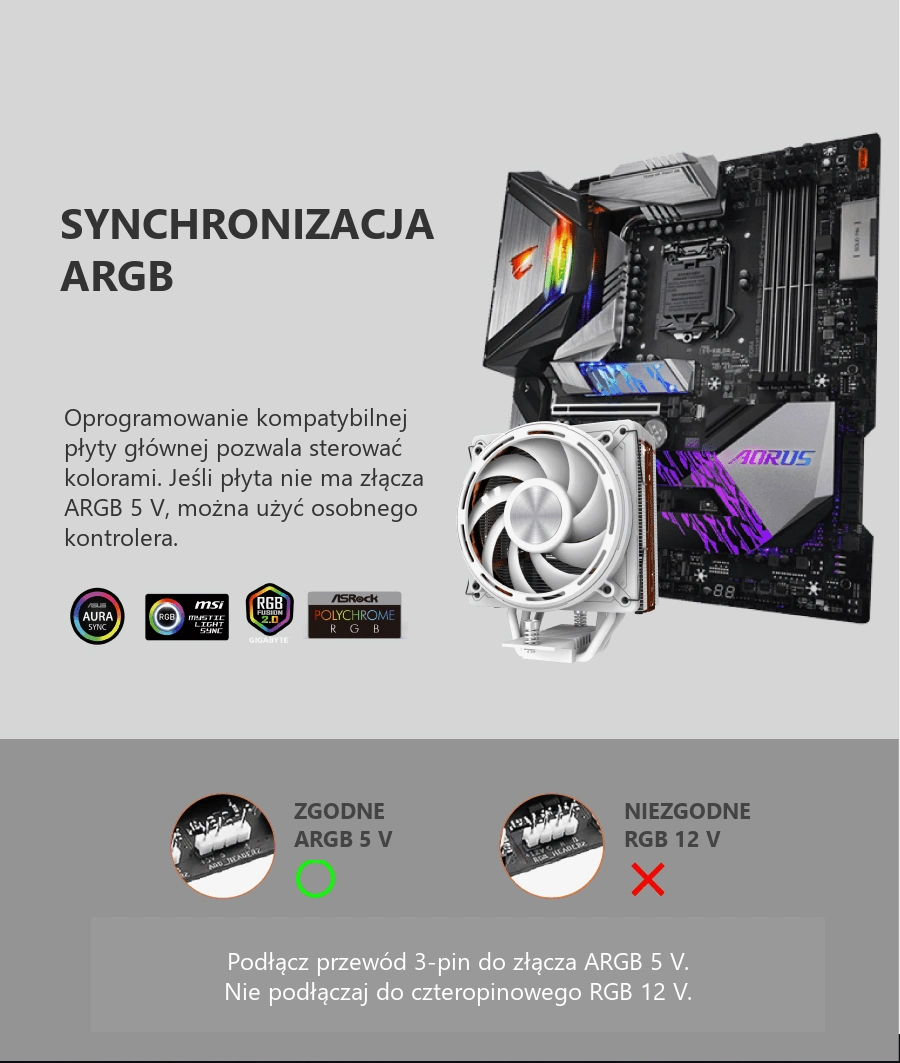 DarkFlash EXPLORE E400 Biały – argb 5 v — właściwe podłączenie