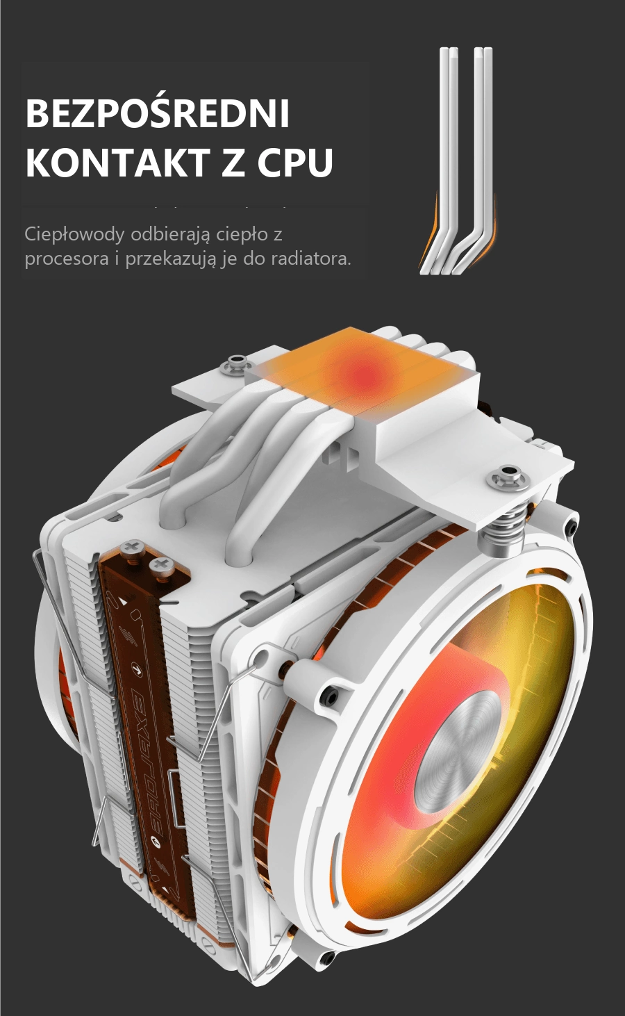 DarkFlash EXPLORE E400 Plus Biały – ciepłowody w bezpośrednim kontakcie