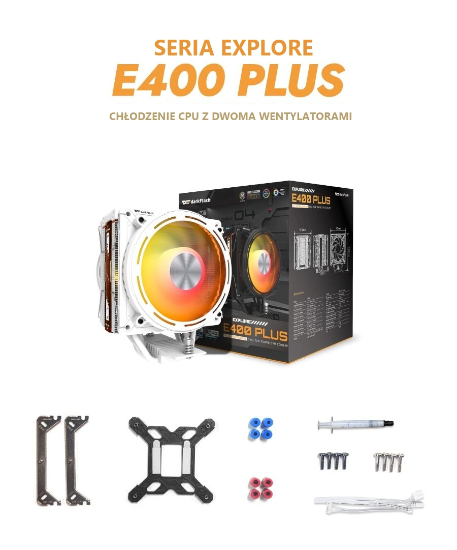 DarkFlash EXPLORE E400 Plus Biały – zawartość zestawu