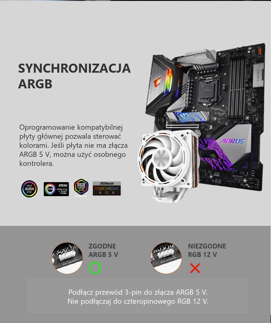DarkFlash EXPLORE E400 Plus Biały – argb 5 v — właściwe podłączenie