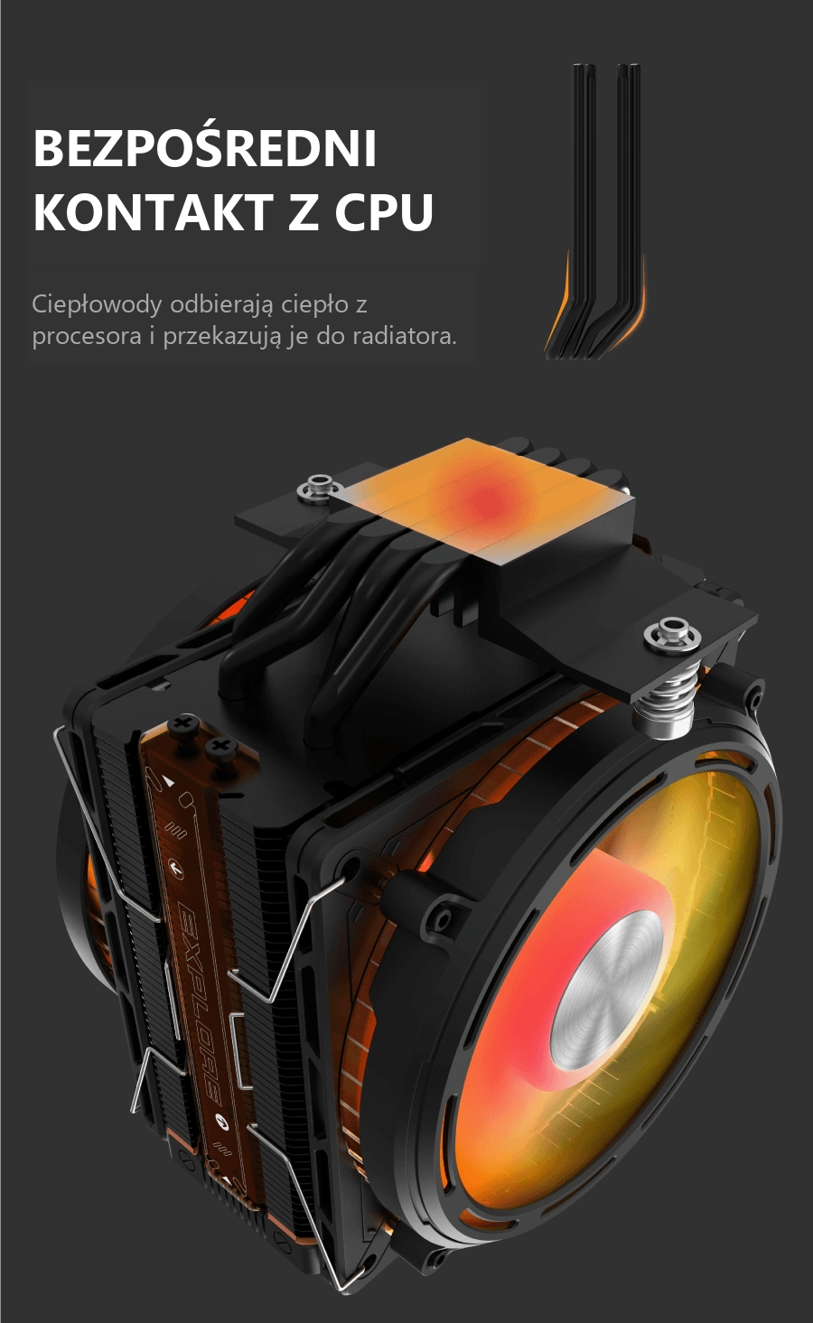 DarkFlash EXPLORE E400 Plus Czarny – ciepłowody w bezpośrednim kontakcie