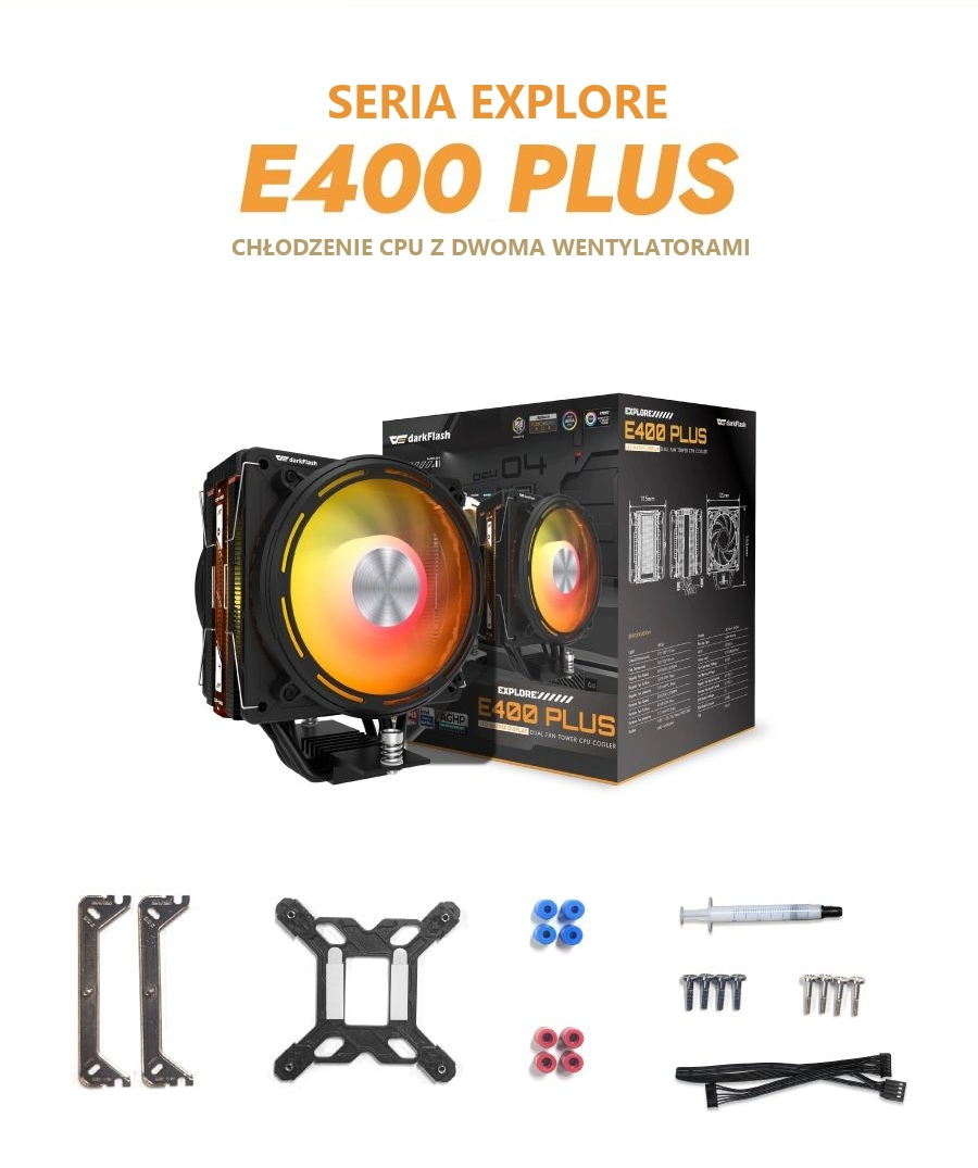 DarkFlash EXPLORE E400 Plus Czarny – zawartość zestawu