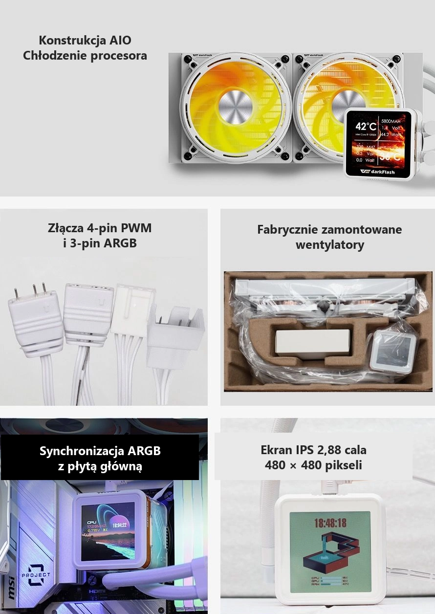 DarkFlash EXPLORE DE240 Biały – konstrukcja gotowa do montażu