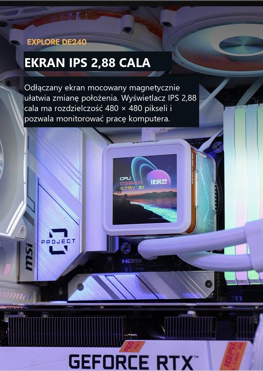 DarkFlash EXPLORE DE240 Biały – kolorowy wyświetlacz 2,88 cala