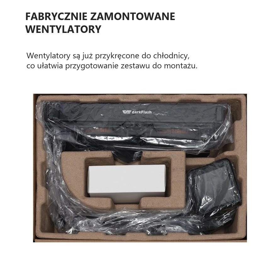 DarkFlash EXPLORE DE240 Czarny – wentylatory już na radiatorze