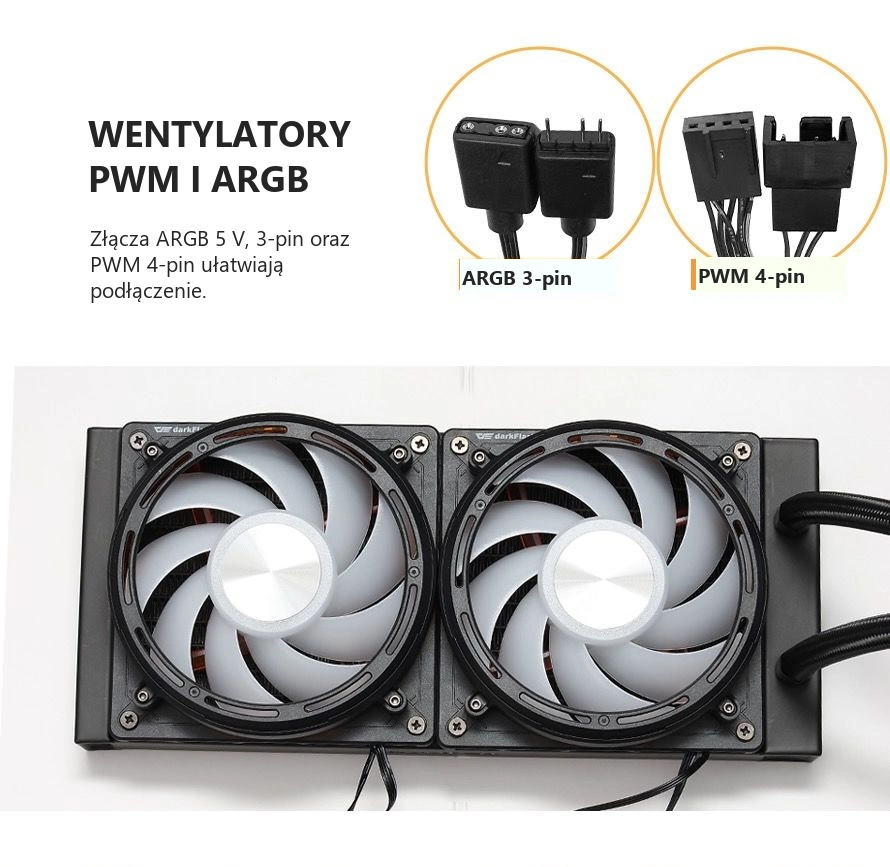 DarkFlash EXPLORE DE240 Czarny – oddzielne złącza pwm i argb