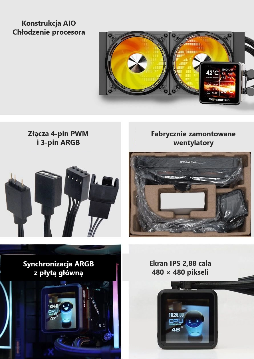 DarkFlash EXPLORE DE240 Czarny – konstrukcja gotowa do montażu