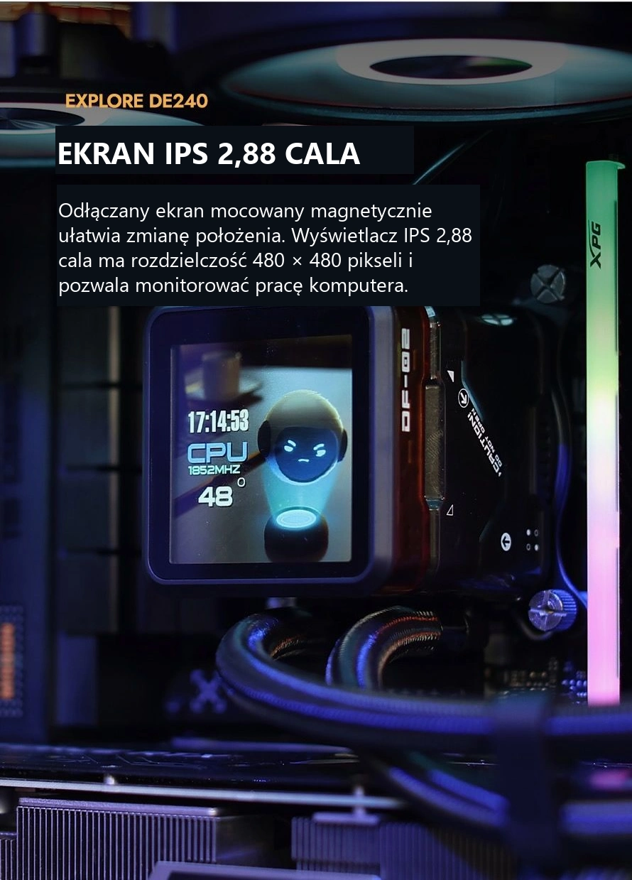 DarkFlash EXPLORE DE240 Czarny – kolorowy wyświetlacz 2,88 cala