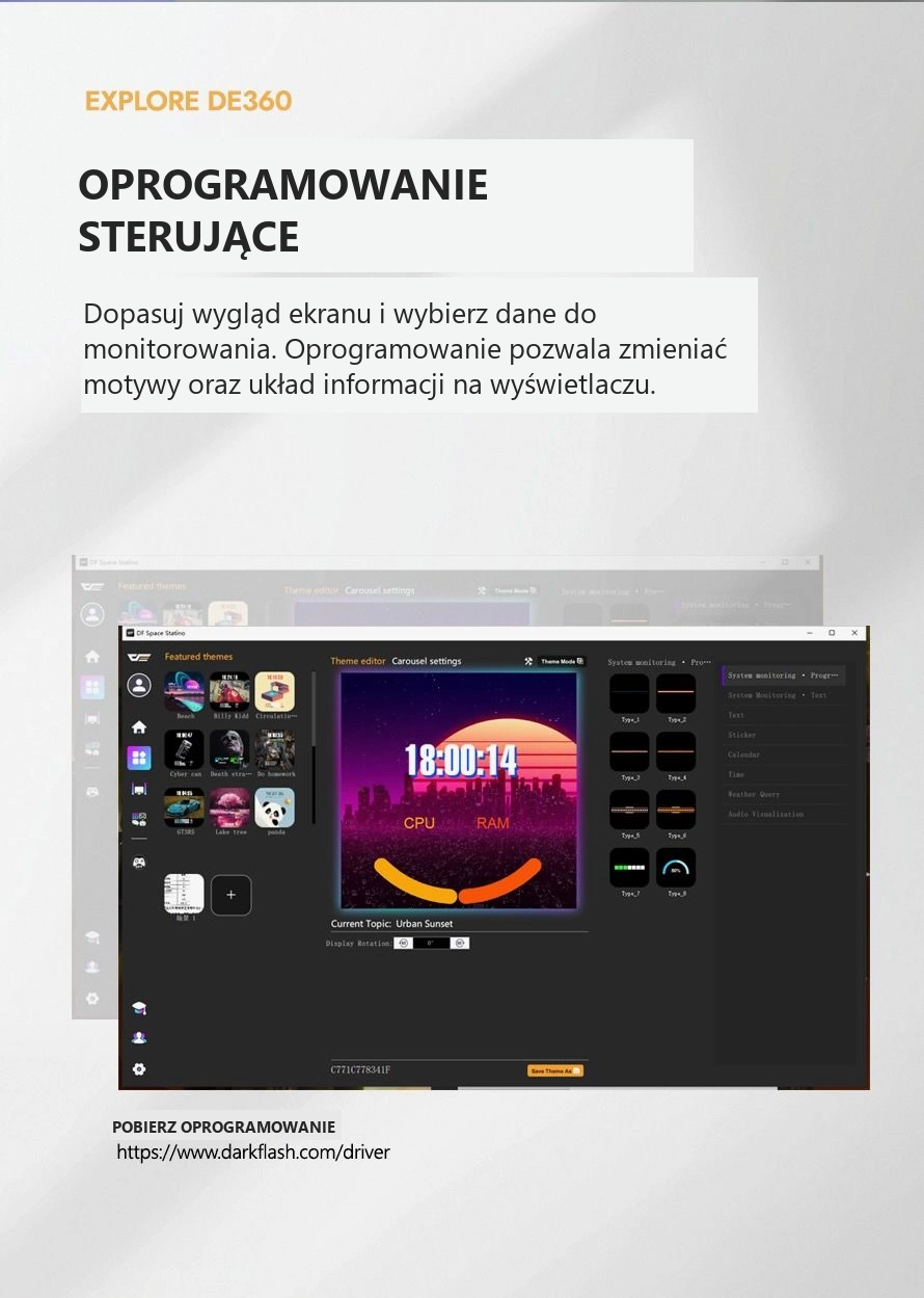 DarkFlash EXPLORE DE360 Biały – oprogramowanie ekranu