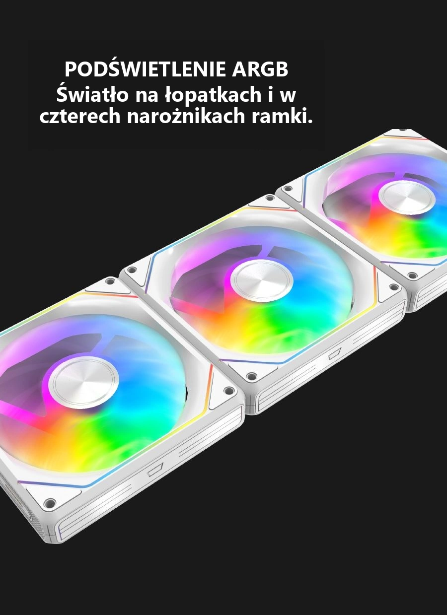 DarkFlash Gauss G24 3-in-1 Biały – podświetlenie łopatek i ramki