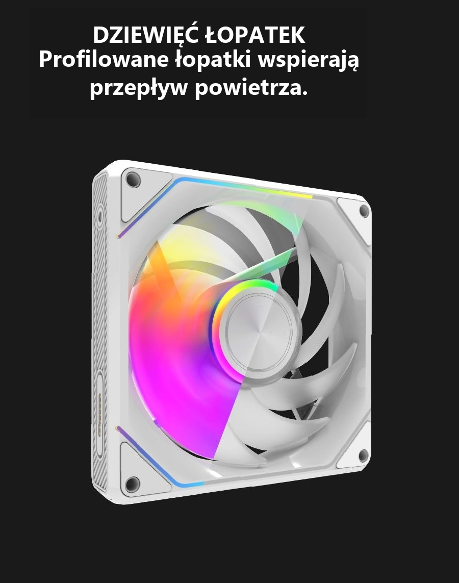 DarkFlash Gauss G24 3-in-1 Biały – dziewięć łopatek