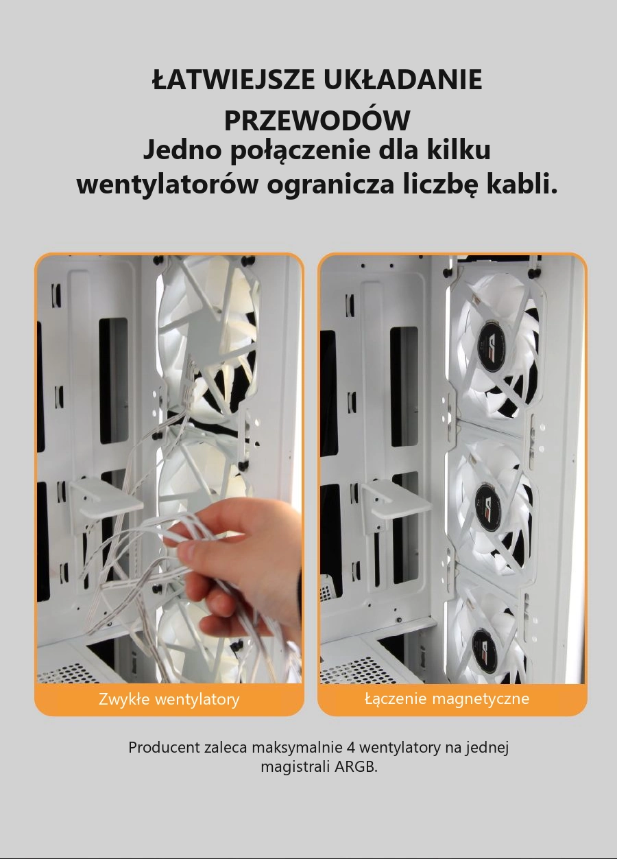 DarkFlash Gauss G24 3-in-1 Biały – prowadzenie przewodów