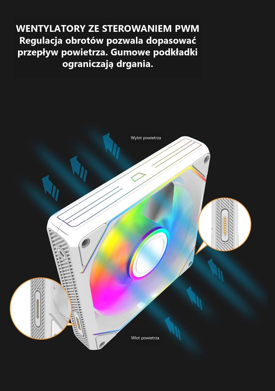 DarkFlash Gauss G24 3-in-1 Biały – przepływ powietrza i pwm
