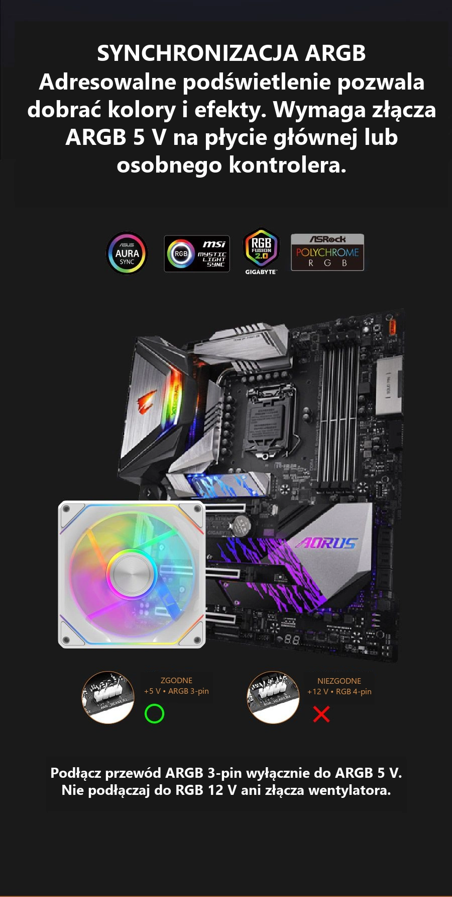 DarkFlash Gauss G24 3-in-1 Biały – synchronizacja argb 5 v
