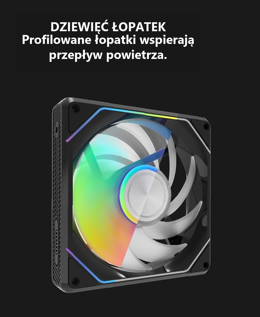 DarkFlash Gauss G24 3-in-1 Czarny – dziewięć łopatek