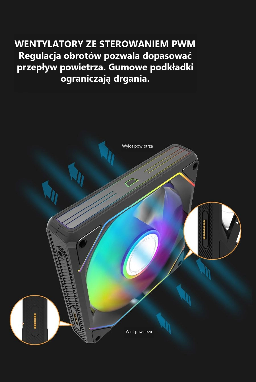 DarkFlash Gauss G24 3-in-1 Czarny – przepływ powietrza i pwm