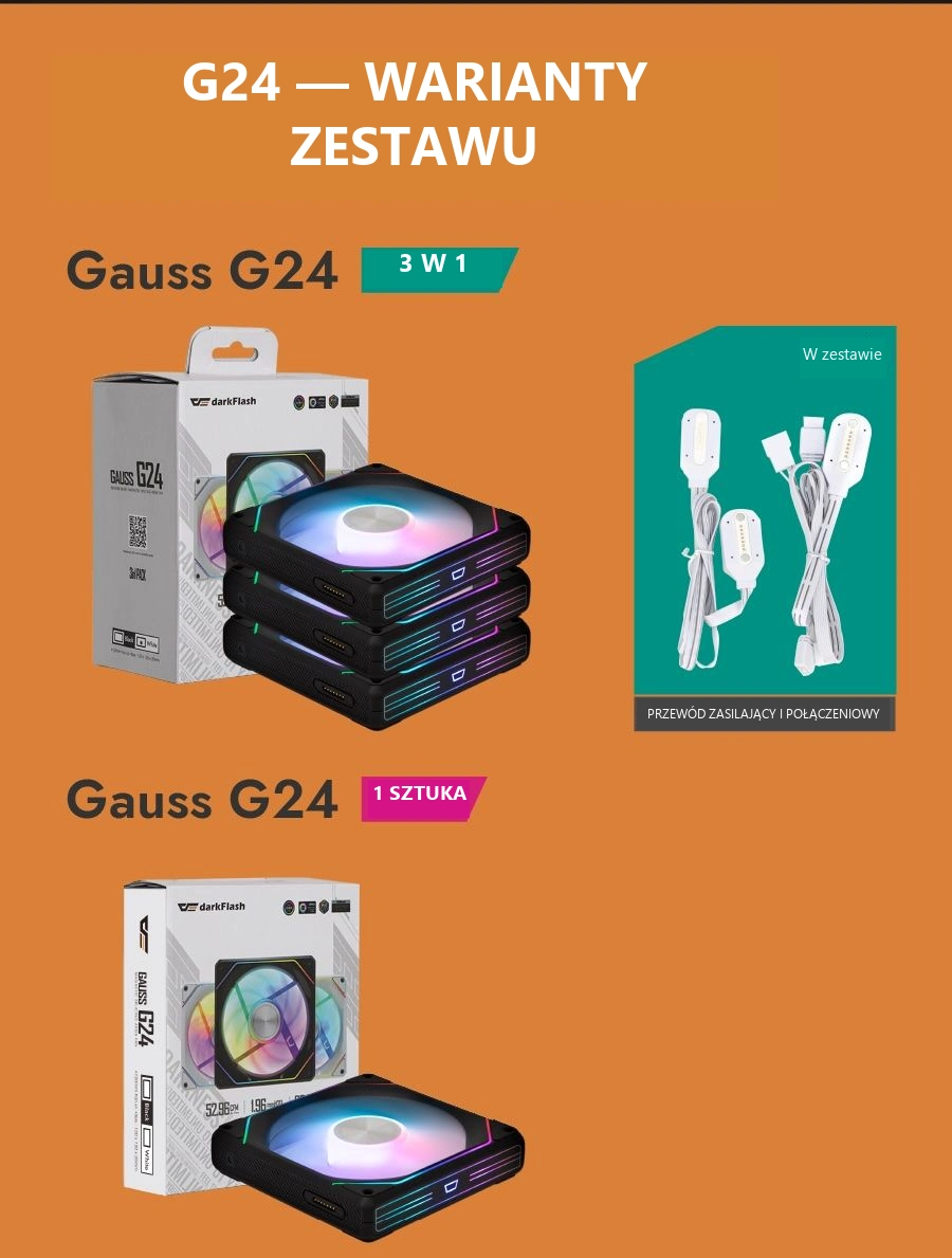 DarkFlash Gauss G24 3-in-1 Czarny – opakowania serii