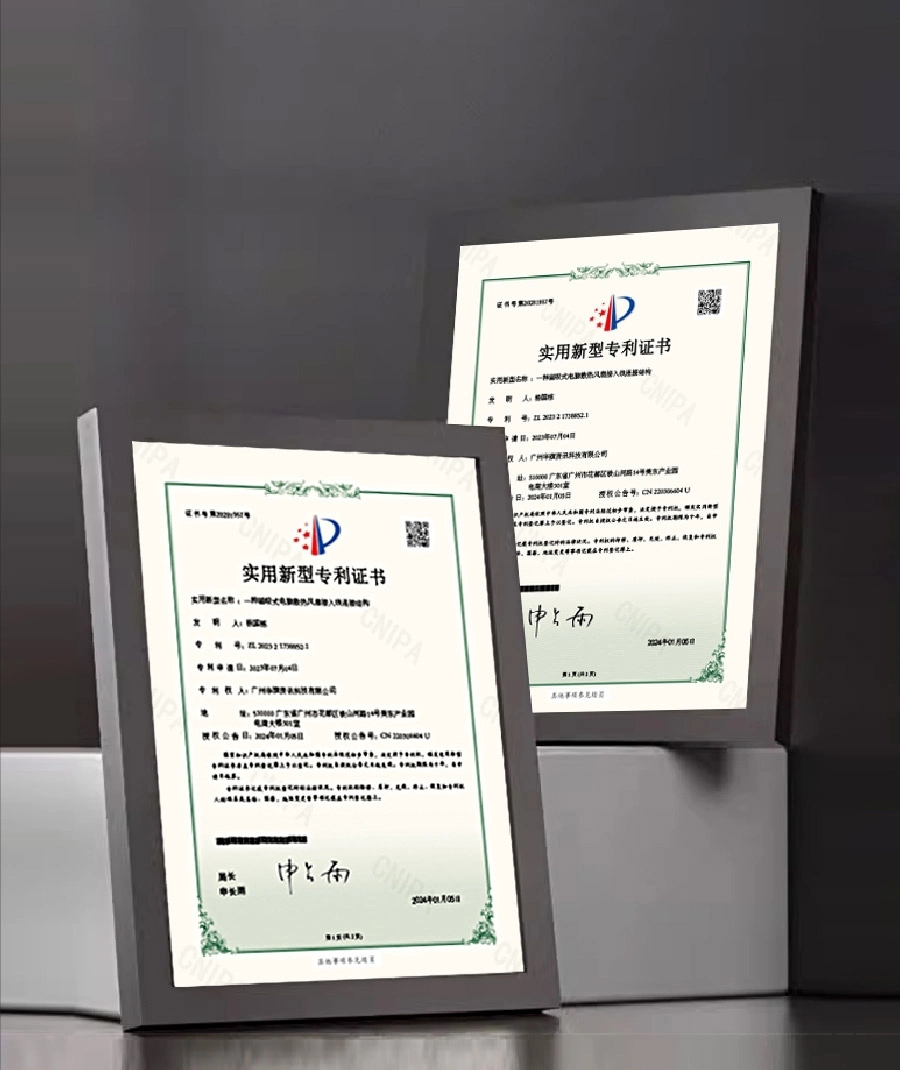 DarkFlash Gauss G24 — oryginalne dokumenty patentowe na fotografii producenta