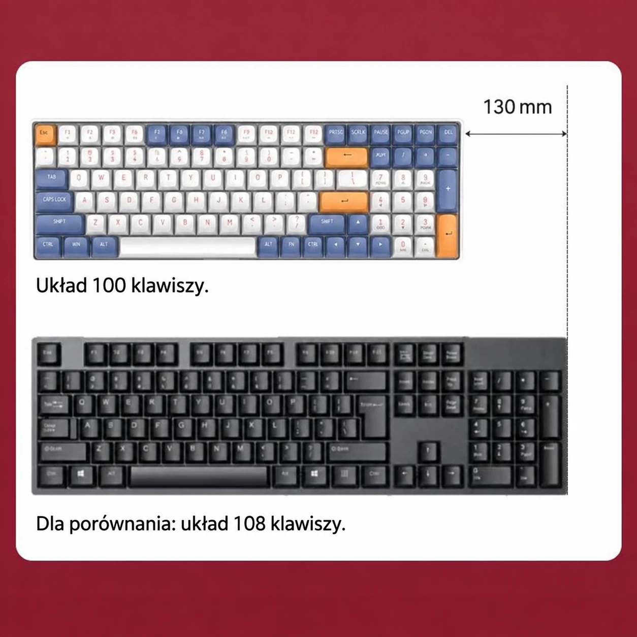 DarkFlash GD100 Czarno-szary (Brown Sugar) – porównanie układu klawiszy