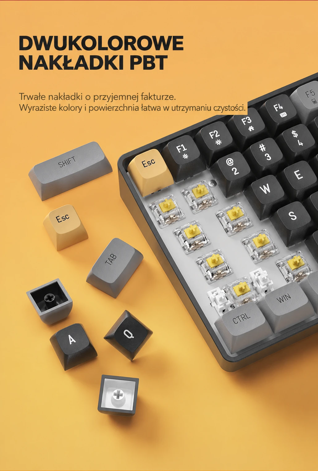DarkFlash GD100 Czarno-szary (Brown Sugar) – dwukolorowe nakładki pbt