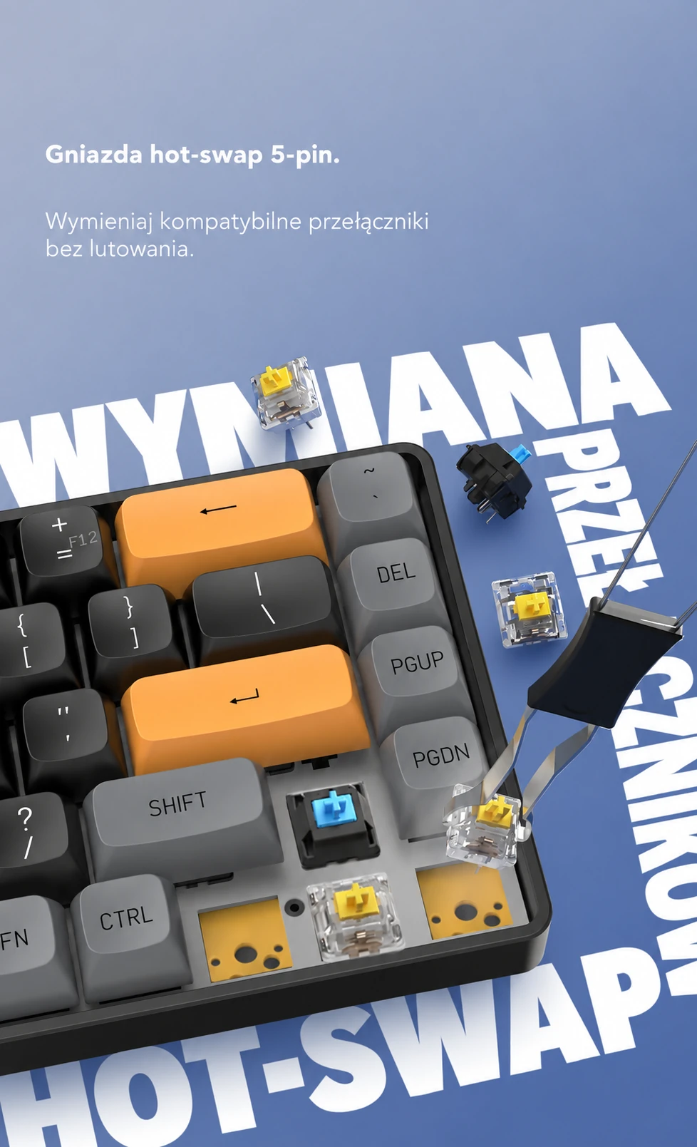 DarkFlash GD68 Niebiesko-biały (Starry Blue) – wymiana przełączników