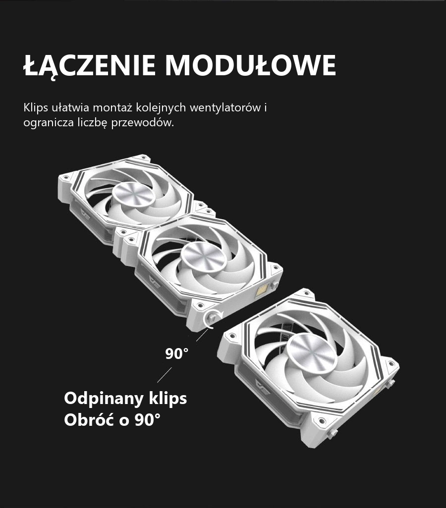 DarkFlash INF34 Biały – łączenie wentylatorów