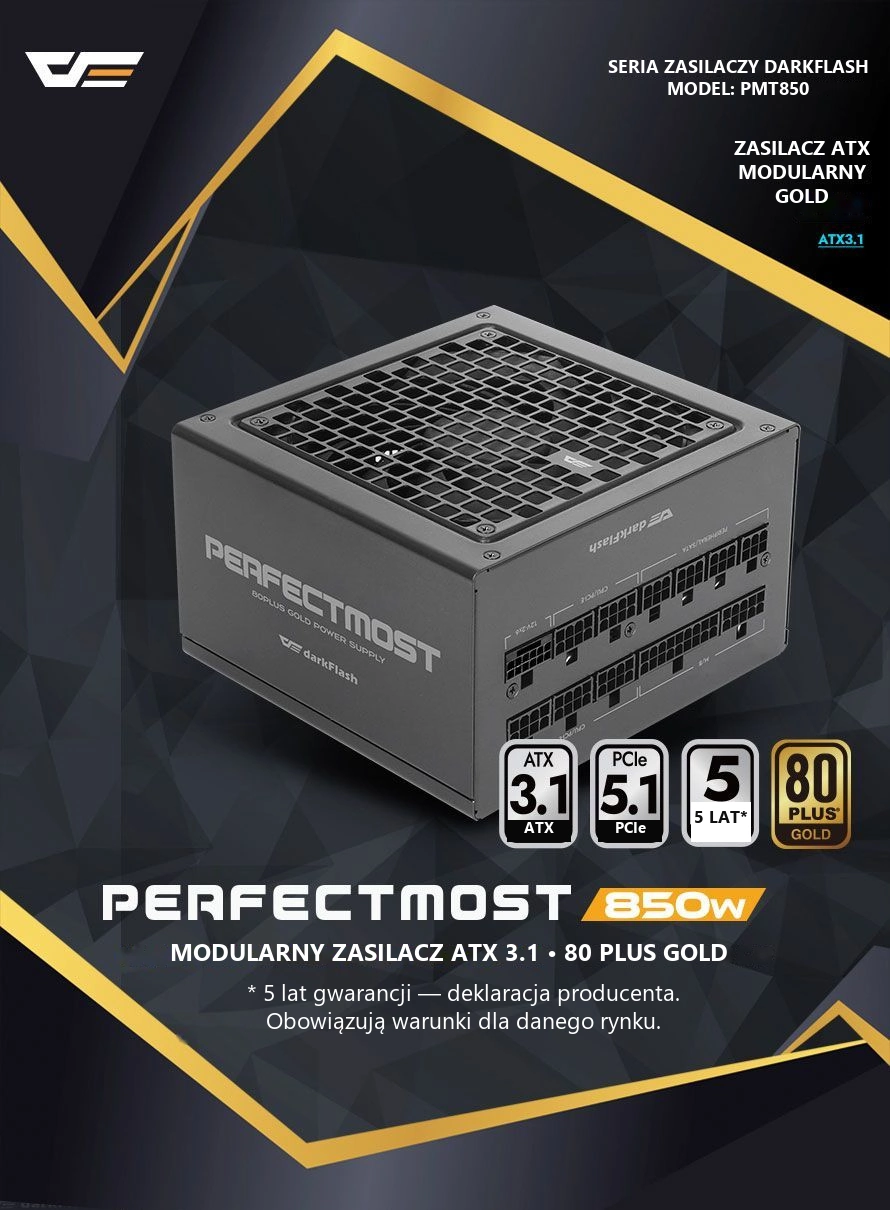 DarkFlash PMT850A3 Czarny – pmt850 — zasilacz modularny 850 w