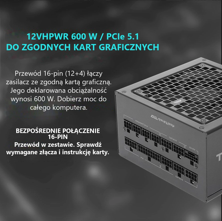 DarkFlash PMT850A3 Czarny – przewód gpu 16-pin
