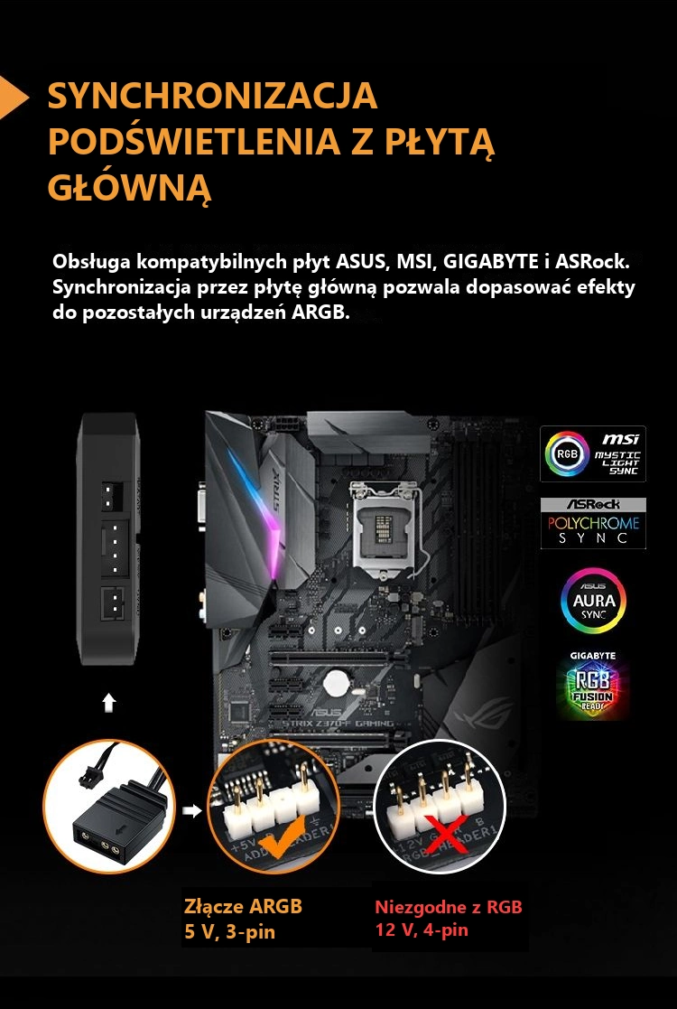 DarkFlash RC2 PWM Czarny – argb 5 v — właściwe połączenie