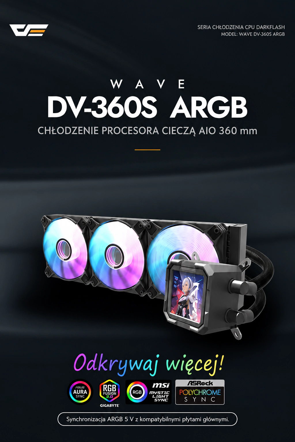 DarkFlash WAVE DV360S Czarny – wave dv360s z ekranem ips