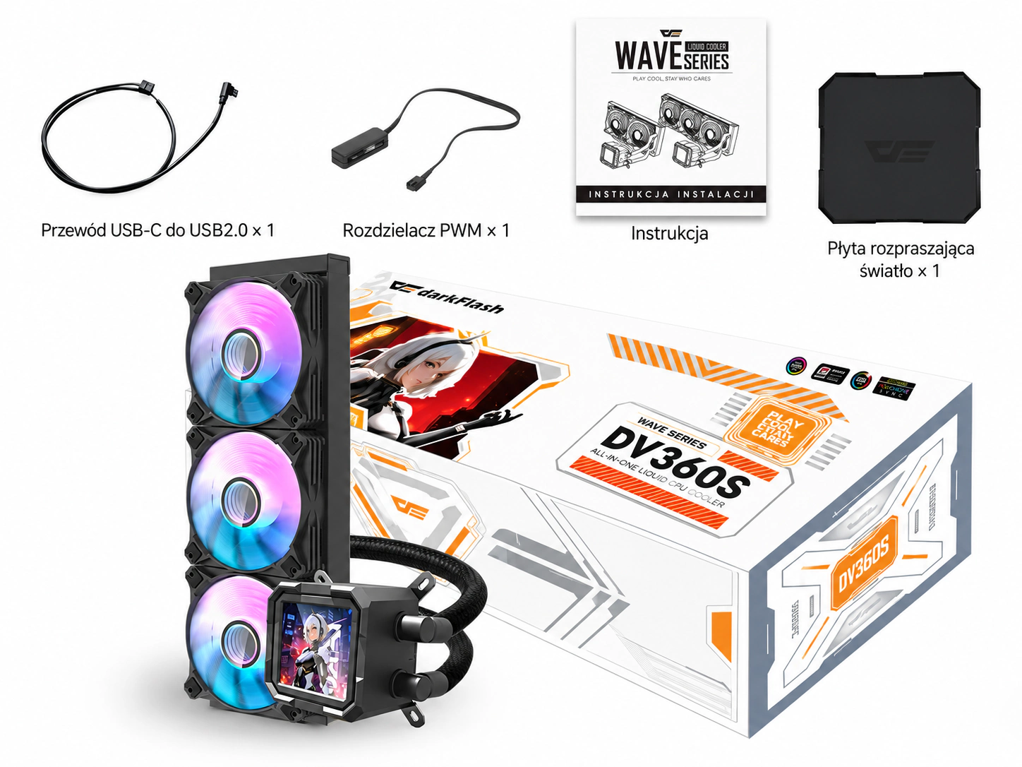 DarkFlash WAVE DV360S Czarny – akcesoria zestawu