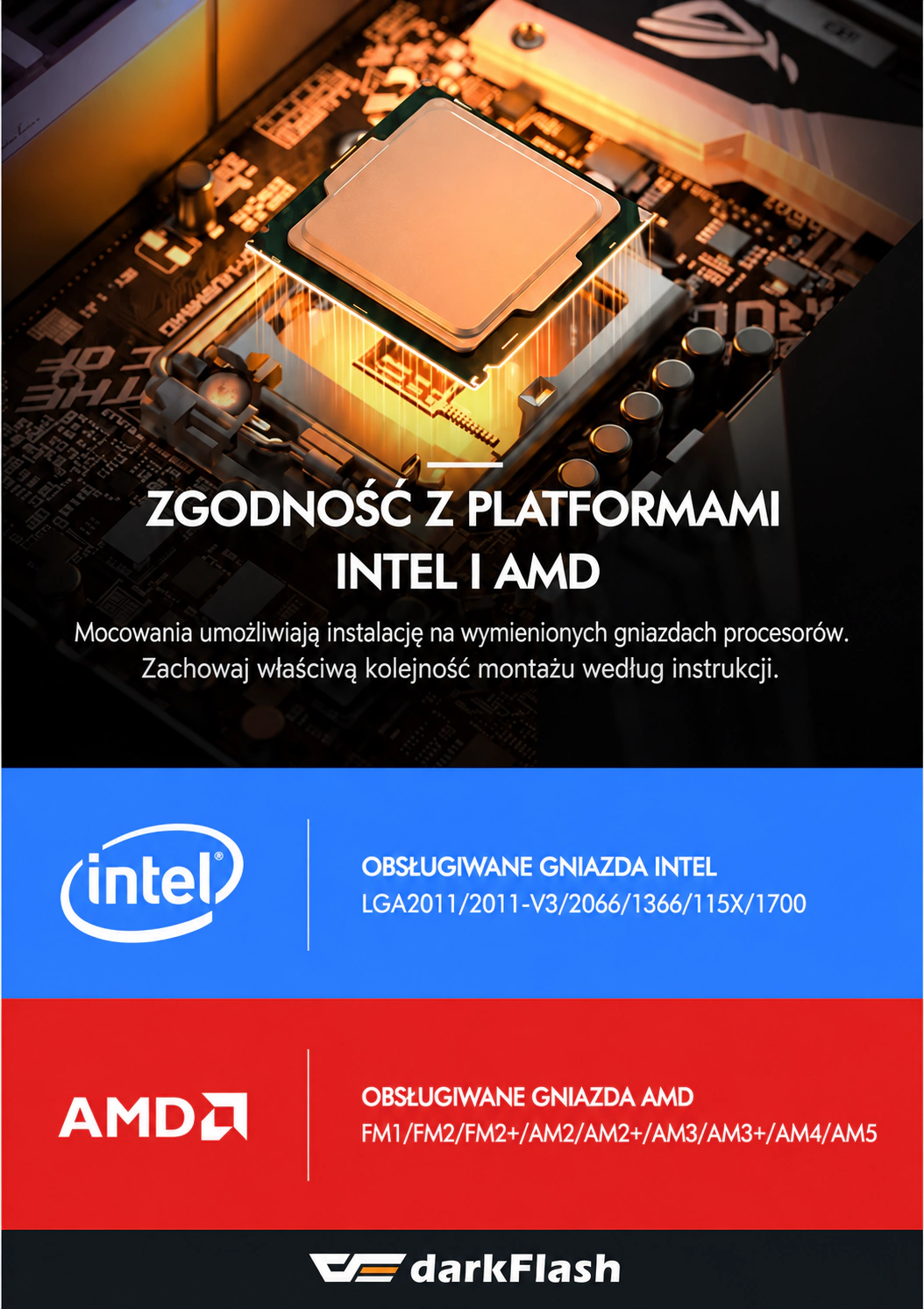 DarkFlash WAVE DV360S Czarny – mocowanie intel i amd