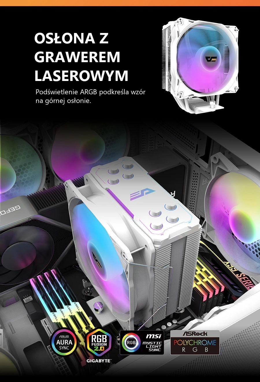 DarkFlash STORM Z4 PRO MIST Biały – podświetlana górna osłona