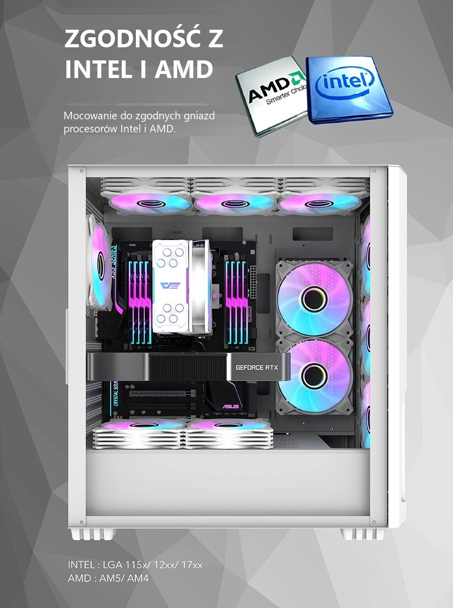 DarkFlash STORM Z4 PRO MIST Biały – mocowanie dla intel i amd