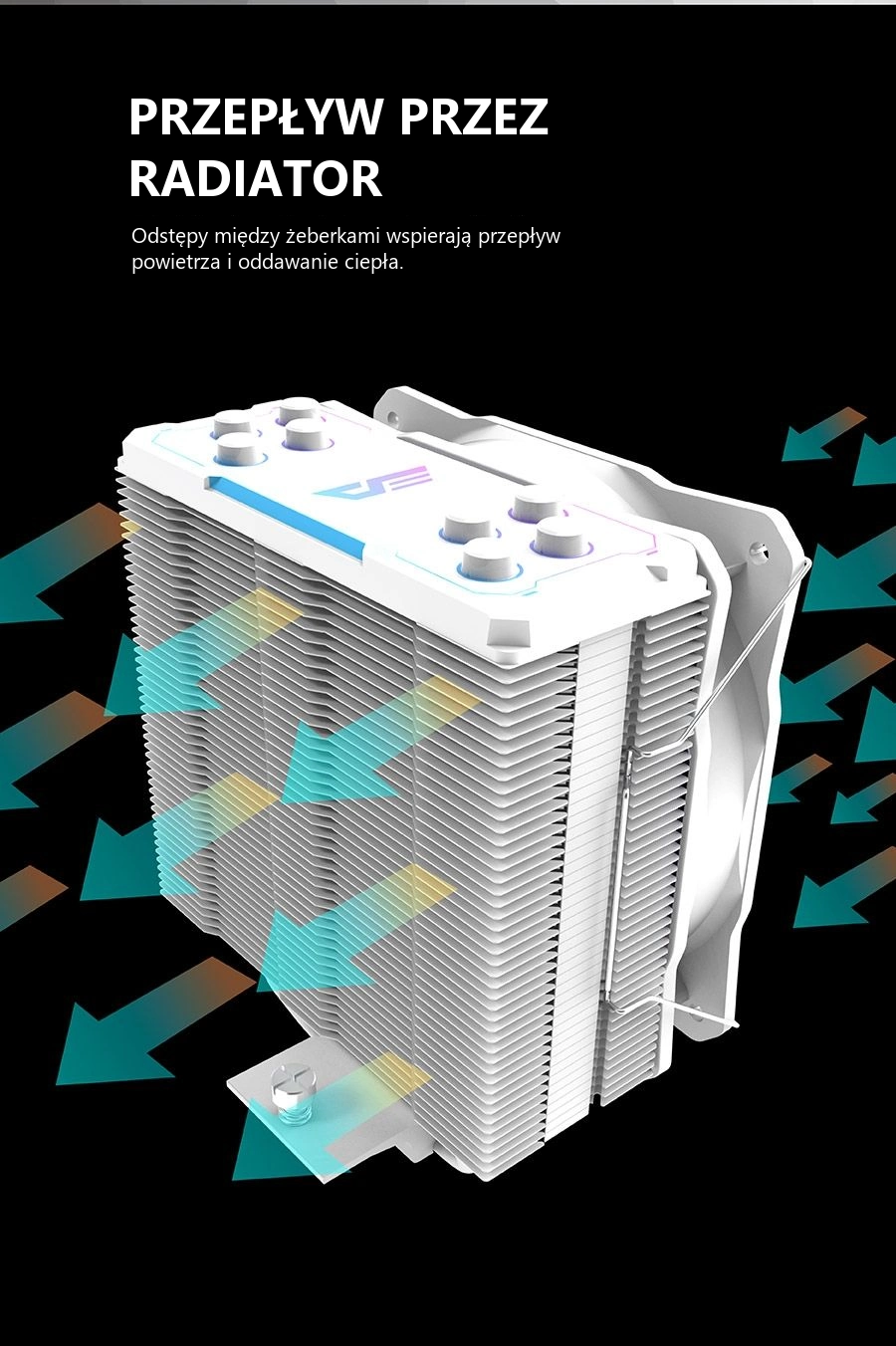 DarkFlash STORM Z4 PRO MIST Biały – przepływ przez żeberka