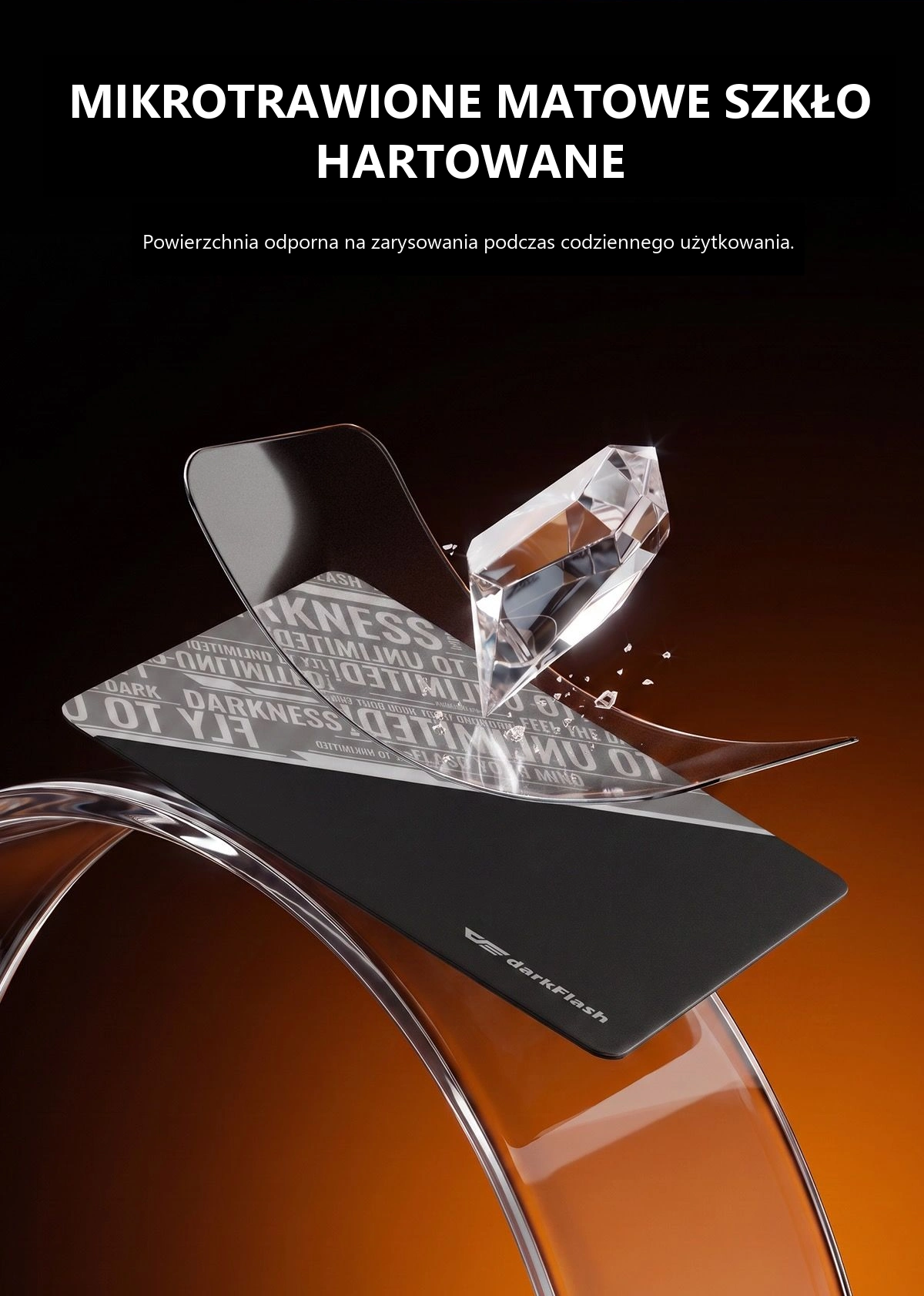 DarkFlash DMP300, mikrotrawiona powierzchnia