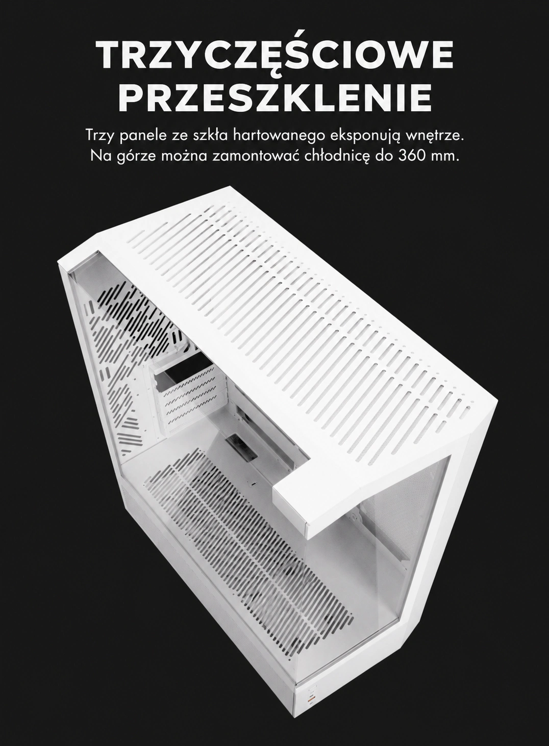 DarkFlash DY460 Biały — trzyczęściowe przeszklenie