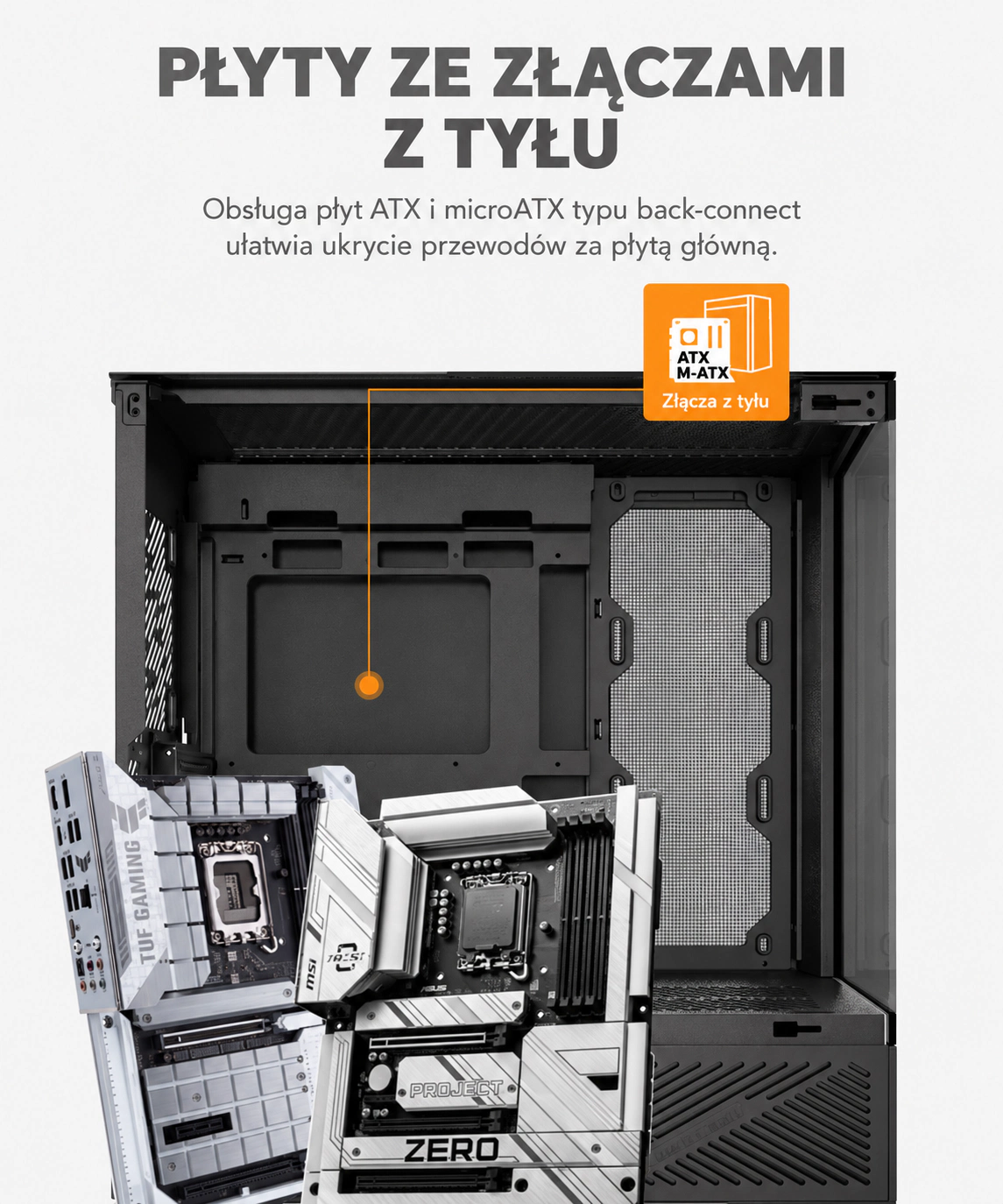 DarkFlash DY460 Czarny — płyty główne ze złączami z tyłu