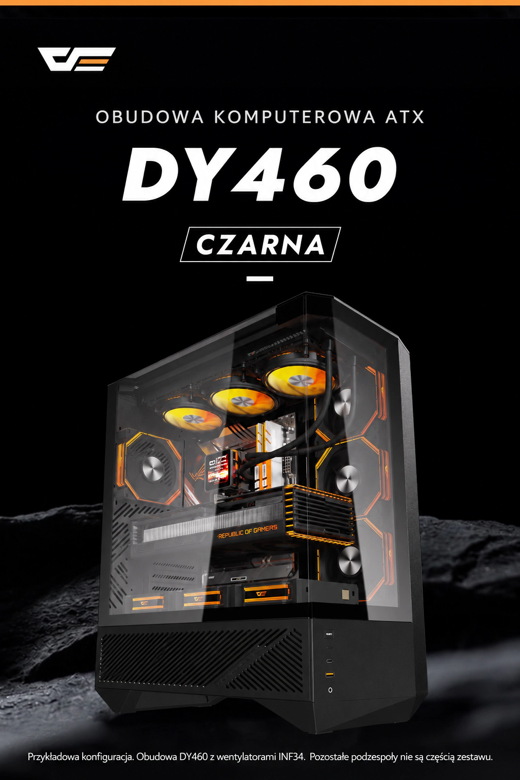 DarkFlash DY460 Czarny — dy460 z czterema wentylatorami inf34
