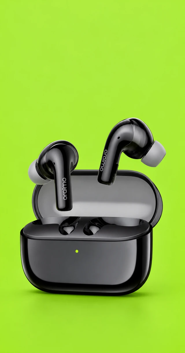 Czarne słuchawki Oraimo SpaceBuds Z z etui