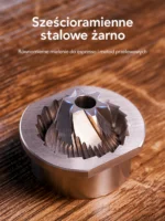 HiBREW G4B: Zbliżenie sześcioramiennego stalowego żarna